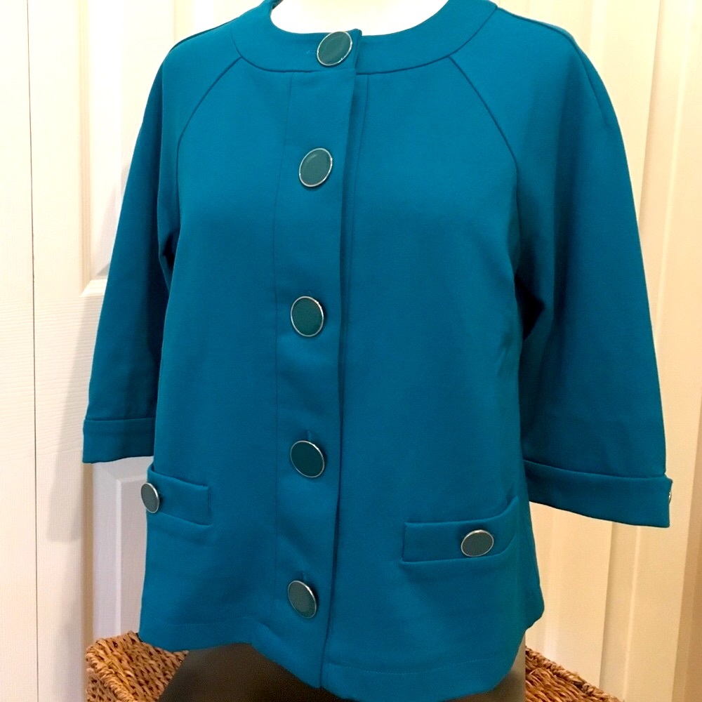 Deep Aqua Button Down Jacket, XS, Pockets!